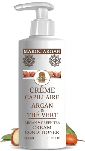 Hårkräm med arganolja och grönt te - närande vård utan sköljning - torrt, skadat eller tråkigt hår - återfuktning, glans och naturlig mjukhet - 150 ml