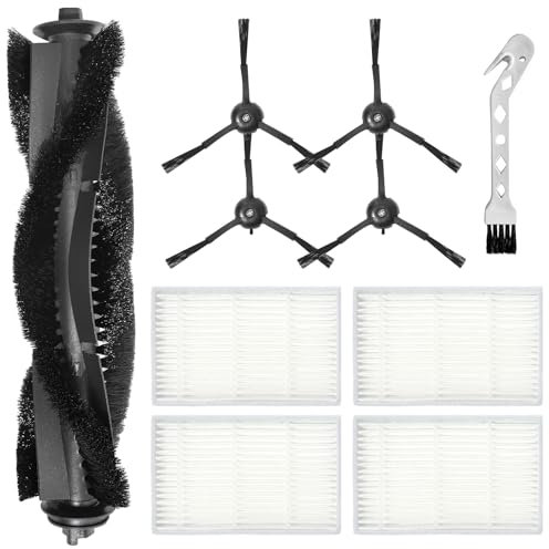 DianSung Accessoire pour aspirateur pour Tapo RV30 Max Plus, RV30 Max, RV20 Max Plus, RV20 Max, pièce de rechange, 1 brosse principale, 4 brosses latérales, 4 filtres