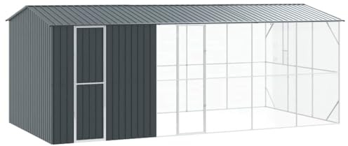 vidaXL Vogelkäfig Anthrazit 645 x 310 x 247 cm Verzinkter Stahl | Für draußen gemacht, Leicht und einfach zu transportieren, Genug Platz für mehrere Vögel