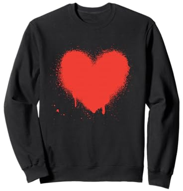 Red Spray Paint Heart Dripping Splatters Sweatshirt