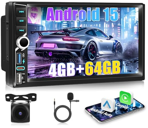 Motorsi 2 DIN Autoradio [4+64G] A-pple Carplay Android Auto Radio, Radio Estéreo para Coche con Pantalla Táctil IPS de 7'' con Bluetooth 5.0/ GPS/WiFi/FM/RDS