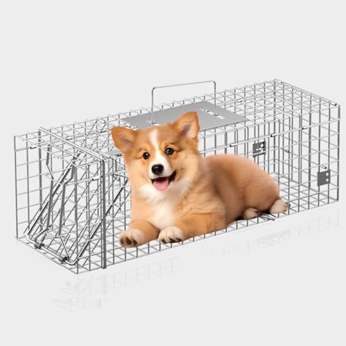 Käfigfalle for Lebende Tiere, Käfig for Nagetiere, Flexibles Pedal for Waschbären, Biber, Murmeltiere, Füchse, Gürteltiere, Opossums, Stinktiere, Streifenhörnchen(150 * 50 * 55cm)