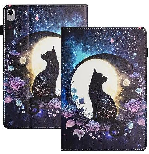 LSPCASA Étui de protection à rabat en cuir synthétique pour iPad mini 7(A17 Pro) 2024, iPad mini 6 2021 8,3, avec fonction support, porte-stylo, tablette pour iPad mini 7e/6e génération Motif chat