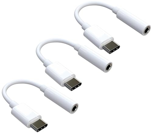 Winhuey 3 Pack USB C to 3.5mm Headphone Adapter, USB Type C to Aux Audio Dongle Cable for Phones, Tablets and More Type C Devices
