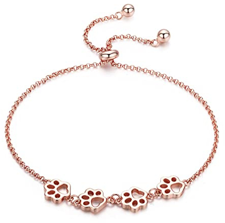 Qings Pfoten Armband für Damen 925 Sterling Silber Niedliches Zierliches Katzen Hunde Pfotenabdruck Kettenarmband Tierisch Haustier Schmuck Geschenke für Tierliebhaber Mädchen Töchter