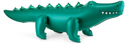 Folienballon Krokodil 126x36cm Stehend mit Luftfüllung - 1 Stück - Grün - Ballon mit Standfuß - Luftballon für Dschungel Kindergeburtstag - Folienluftballon für Feste