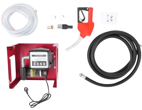 Dieselpumpe 230V 200W 50L/Min, Selbstansaugende Heizölpumpe Komplett Set, Kraftstoffpumpe Absaugpumpe Mobil mit Automatischer Zapfpistole Schläuchen Zählwerk Dieselfilter für Diesel Heizöl Kerosin