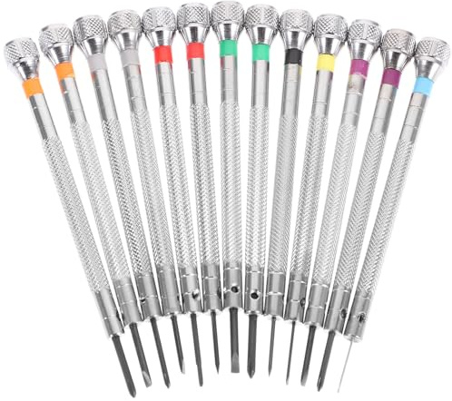 PAMINGONO 13pcs Watchmaker Screwdriver Set for Professional Watch Repair and Small Gadgets, High Carbon Steel Material with Slotted and Phillip Tips, Suitable for Cell Phones and Glasses
