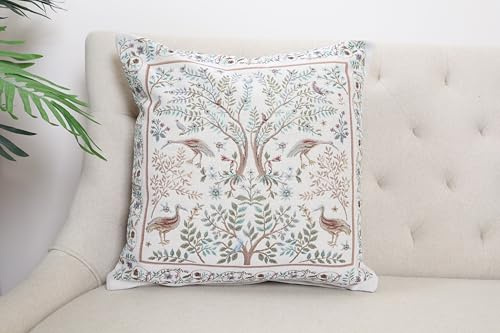 Kissenhülle 45x45 cm aus Gobelin – Paradies Weiß, Zierkissenbezug, Vintage | Dekokissen-Bezug mit verdecktem Reißverschluss, beidseitig gewebt, waschbar 30 °C – für Sofa, Sessel & Bett