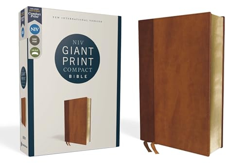 NIV, Giant Print Compact Bible, Leathersoft, Brown, Red Letter, Comfort Print