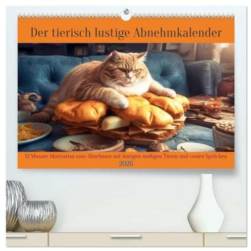 Der tierisch lustige Abnehmkalender (hochwertiger Premium Wandkalender 2026 DIN A2 quer), Kunstdruck in Hochglanz: 12 Monate Motivation zum Abnehmen mit lustigen molligen Tieren (CALVENDO Tiere)