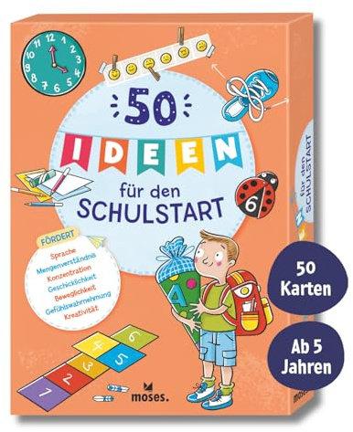 moses. 50 Ideen für den Schulstart – Kartenset mit Lern- und Spielideen zur Vorbereitung auf die Schule, für Familien und Eltern, mit Übungen für Kinder ab 5 Jahren (50 Karten)