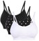 Vertvie Femme Lot de 3 Soutien-Gorge Sport Rembourré Push Up Lingerie Brassière sans Armature sans Couture Tank Top Bustier (S(M sur l'étiquette), Noir+Noir1+Blanc)