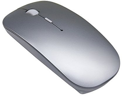 Mauser Wireless Bluetooth Ricaricabile Silenzioso, Mouse Senza Fili Mini Maus con Ricevitore Mouse Portatile per Laptop/MacBook/PC/Windows/Mac/IPad/Android- Argento