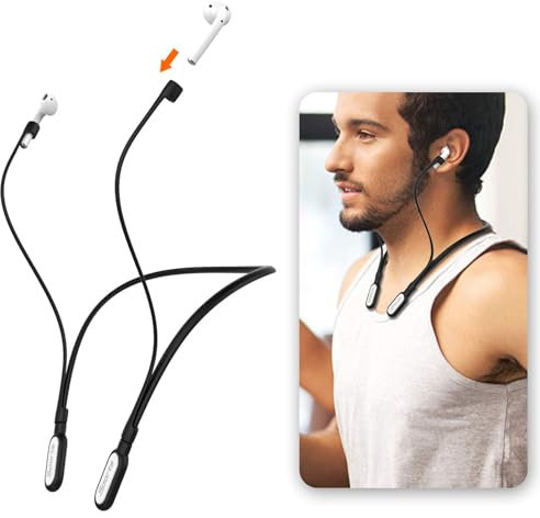 Compatible with Apple Airpods Strap, Silicone Anti-Lost Neck Strap Wire Cable Sports Neckband Holder, Replacement for Airpods 3,Pro, 2 & 1,White