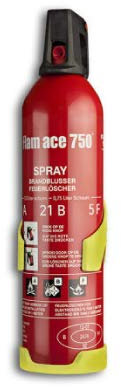 STOP FUEGO Extintor Coche Spray Flam Ace 750ml contra Incendios en casa, Caravana, Barco, Oficina, Camping, cocinas, biodegrabale sin residuos para Fuegos ABF y eléctricos hasta 1.000V, Rojo