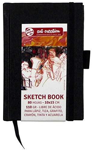 Talens Art Creation Skizzenbuch, Schwarz, 80 Blatt, 10 x 15 cm, 110 g