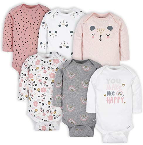 Gerber Baby Girls' 6-pack Long-sleeve Onesies Bodysuits