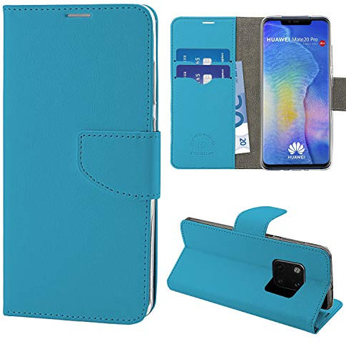 Newtop Cover Compatibile per Huawei Mate 20/Lite/PRO, HQ Lateral Custodia Libro Flip Magnetica Portafoglio Simil Pelle Stand (per Mate 20 PRO, Azzurro)