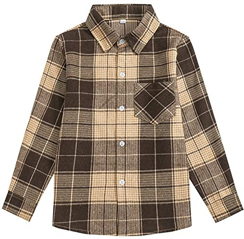 SANGTREE Chemise en flanelle à carreaux pour femme Taille XXL - marron - 3-4 ans