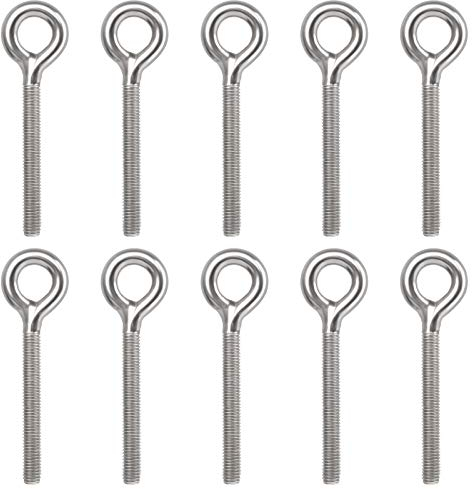 Jubaopen 10pcs M8 Bullone in Acciaio Inossidabile 304 Viti a Occhiello Viti ad Anello Golfari Resistente Bullone ad Occhiello con Filettatura da Appendere per Legno Decorazione Archietettonica