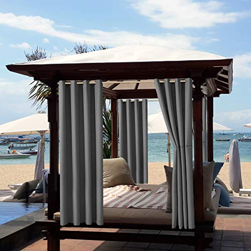 ele ELEOPTION Outdoor Vorhang Wetterfest, Outdoor Vorhänge mit Ösen Blickdicht Vorhang Sichtschutz und Sonnenschutz, Outdoor Gardinen für Terrasse Balkon Garten Hof(1 Stücke/ 132 X 213cm)