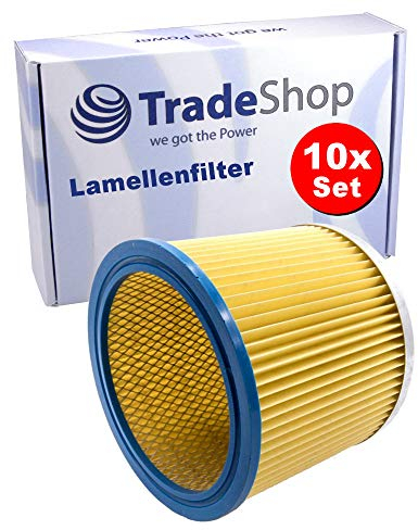 10x Lamellenfilter Filterpatrone Ersatz für Aldi Workzone Nass- und Trockensauger, GO On NT 1300i, Goblin FAM, FAM 7409 P, Goblin FAM V10, OBI NTS 20