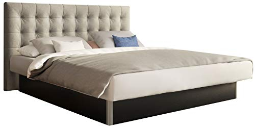 SuMa - Wasserbett dual 180x220 freistehend m. Sockel schwarz und Kopfteil Nuevo, Farbe lightgrey 180x220 cm