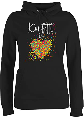 Pullover Damen Hoodie Frauen - Karneval & Fasching - Konfetti im Herzen I - L - Schwarz - schmal geschnitten karnevalspullover Faschings köln Hoody Pulli konfetti+im+Herzen karnevalspulli Karnevals