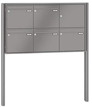 RENZ/Quadra / 5er Freistehende Briefkastenanlage Standbriefkasten/RAL-Farbe 9007 Volumen 1/zum Einbetonieren/Dein-Briefkasten.de