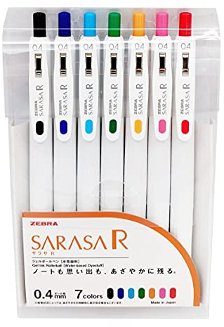 Zebra Sarasa R 0,4 mm, 7 Stück Gel-Kugelschreiber & Haftnotizen