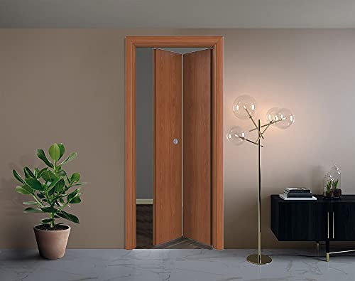 Porta interna a libro in laminato Ciliegio porta pieghevole con serratura Finitura Cromata 80X210