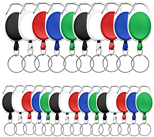 Fushing 25 Farben Einziehbare Abzeichenhalter Carabiner Rollen Schlüsselhalter Ketten mit Metall Split Ring