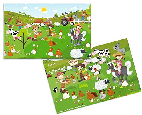 HERMA 19679 Schreibtischunterlage Kindergarten Kleine Farm, abwischbare Kinder Schreibunterlage aus Karton, 55 x 35 cm, beidseitige Motiv Tischunterlage für Mädchen & Jungen