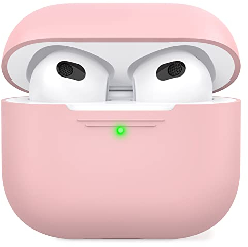 AhaStyle Airpods 3 Case Cover, Soft Silicone Protective Case Compatible with AirPods 3rd Full Body Shockproof Covers for Apple AirPods 3rd Generation 2021 (Pink)