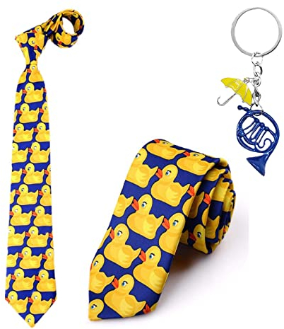 Coeyos Ducky Krawatte Blau und Gelb - Krawatte Ente Original, Schmale Krawatte Elegant Hochzeit Krawatte für Büro oder Festliche Veranstaltunge(1PC)