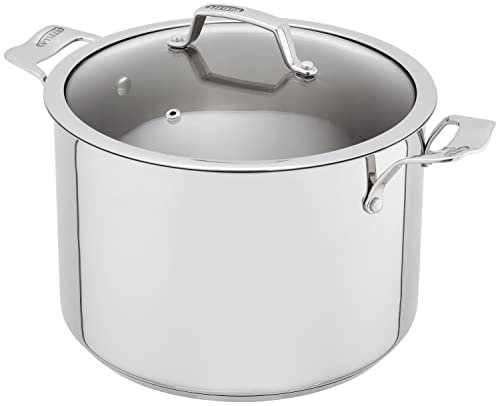 Stellar Stainless Steel Stockpot with Vented Glass Lid and Twin Handles, 26cm, 8L, Induction Ready, Oven Safe, Dishwasher Safe