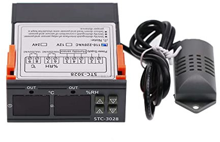 STC-3028 AC 220V DC 12V 24V Dual Digital Thermostat Temperature Humidity Controller Thermometer Hygrometer Incubator Controller (24V)