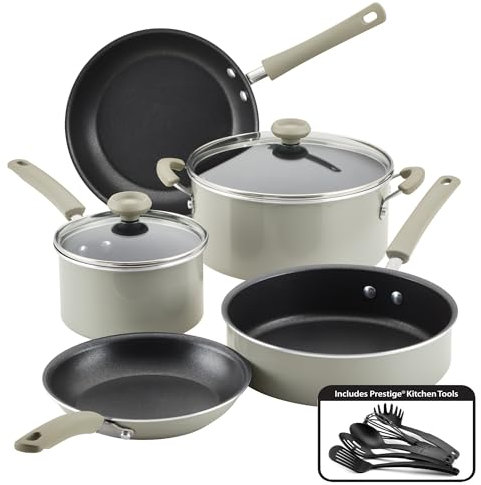 Farberware DuraStrong Nonstick Cookware/Pots and Pans Set, 12 Piece - Gray