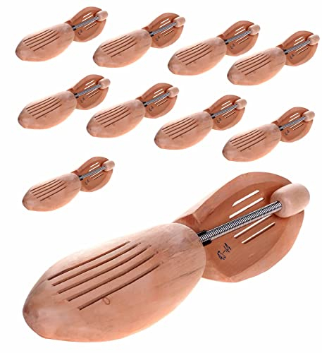 HIMRY® 10 Paia | Tendiscarpe in Legno Naturale Unisex, Alberi di Scarpe con Molla a Spirale, Forma per Calzature, Allarga Scarpe di Vero Legno, Taglia 43 - Taglia 44, KXB6001-10x-43