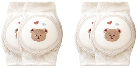 SONARIN Rodilleras Bebe para Gatear,2 Pares Rodilleras para Gatear Elásticas Protectores de Rodilla Calentador de Piernas Bebé Transpirable para Bebé Niños Niñas 0-36 Meses(Oso 2)