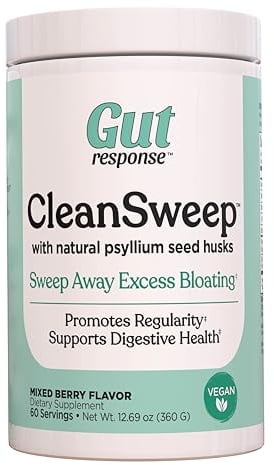 Gut Response CleanSweep with Natural Psyllium Seed Husks & Beet Fiber, Natural Healthy Detox, Promotes Bloating Relief, Weight Management, Facilitates Bowel Regularity, Mixed Berry Flavor, 60 Servings