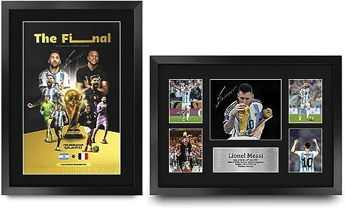 HWC Trading FR A3 Messi World Cup Display & Programme Collection Printed Memorabilia Signed Autograph Photograph Display for Football Fans and Supporters - A3 Framed