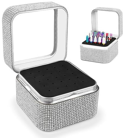25 Holes Nail Drill Bits Holder Case
