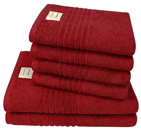 Dyckhoff Handtuchset Nature, 6-TLG., Bio-Baumwolle GOTS, 500g/m², Amarena | 2x 70x140cm, 4x 50x100cm, 100% GOTS-zertifizierte Bio-Baumwolle, freundliche Farben für modernes Ambiente