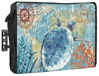 Outdoor TV-Abdeckung – Meeresschildkröte, wasserdicht und wetterfest, 132,1 cm - 139,7 cm (52 - 55 Zoll) LCD-Display, beweglicher Schild, TV-Displayschutzfolie, Außenfernsehabdeckungen