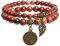 Farfume Bracelet En Pierre Naturelle - Bracelet Perles Naturelles Femme-Ensemble De Deux Bracelets Avec Accessoires Arbre De Vie Et Feuille(Petit 17 cm Rouge & Arbre de Vie (Vitalité))