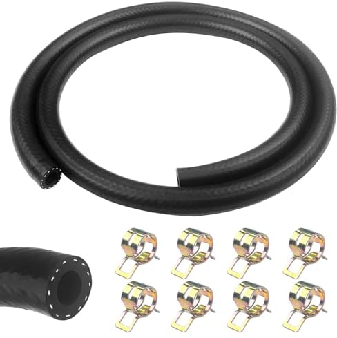 Newpop 1 Mètre durite essence, 8mm Diamètre Intérieur durite gasoil, tuyau essence avec 8pcs colliers de serrage, Tuyau de Carburant pour Camion, Voiture, Tracteur ou Petit Moteur
