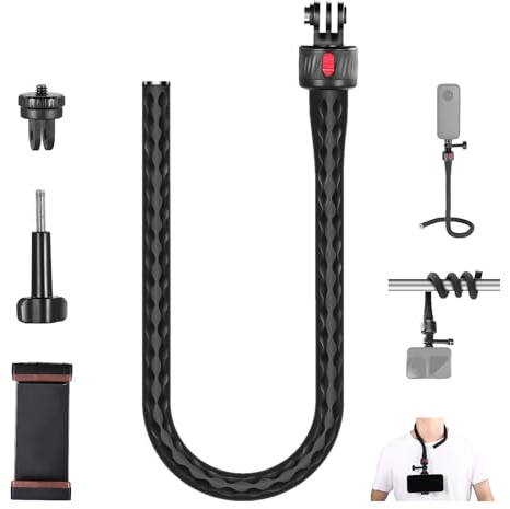 Neewer Support Téléphone Flexible avec Support Caméra Magnétique à Dégagement Rapide Compatible avec GoPro Insta360 DJI Action 4 iPhone,Perche à Selfie Pliable pour Panier/Poussette/Salle Sport,GP-17