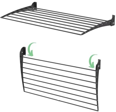foxydry Fold, Tendedero de pared, tendedero vertical, plegable de interior y exterior, de aluminio y acero, 62 x 50 x 50 cm (negro Down, 1 x Fold 60)
